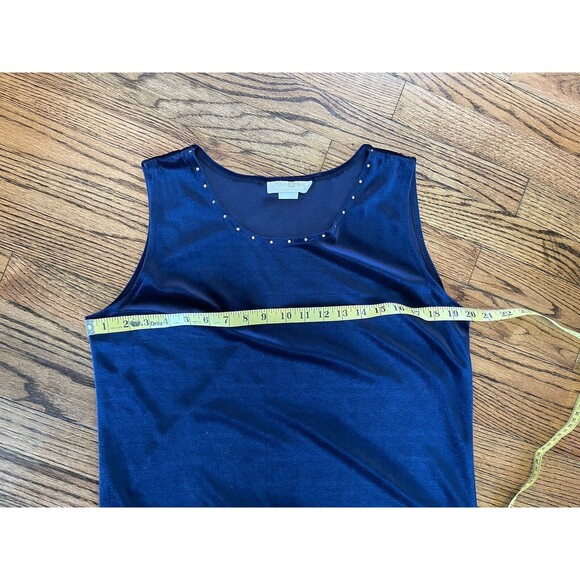 Vintage 1990s Miss & Mrs Blue Crushed Velvet Midi Rhinestone Slit Large Dress - Picture 11 of 12